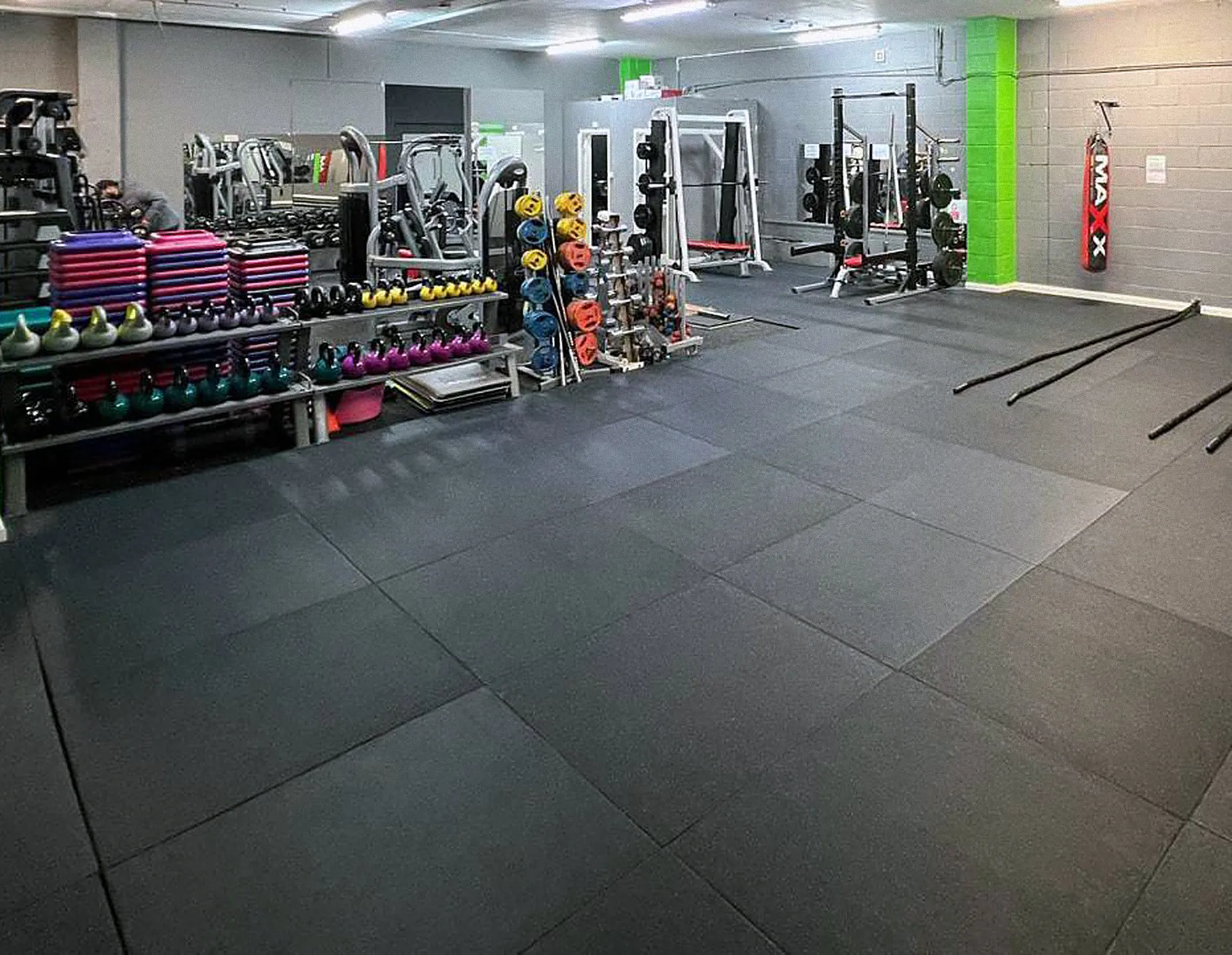 The free-weights and functional training floor at Bodytone